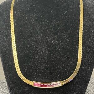 Vintage Givenchy Long Crystal Couture Runway Chain Necklace  16 inches